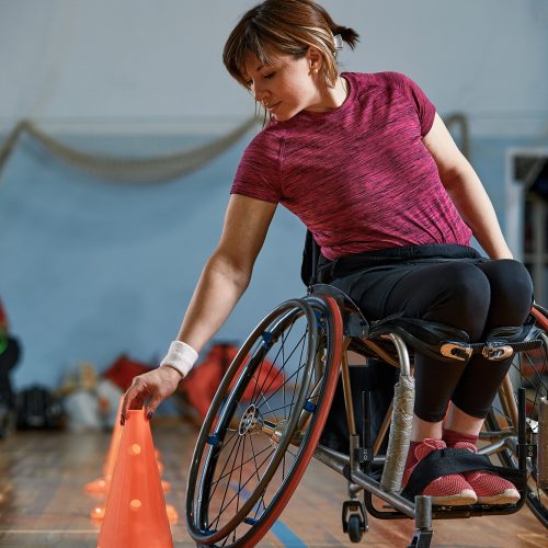 Competitions of the disabled at the stadium.